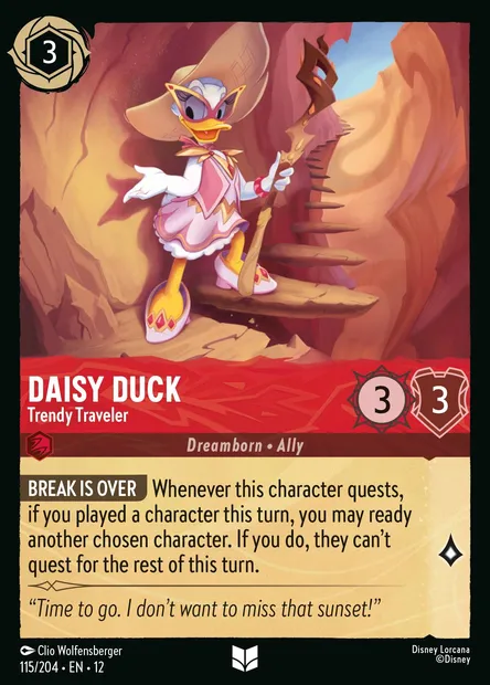 Daisy Duck - Trendy Traveler, Disney Lorcana card CH12-115 — Wilds Unknown set