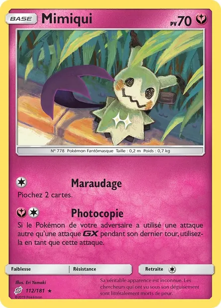 Mimiqui, carte Pokémon TEU 112 — extension Duo de Choc