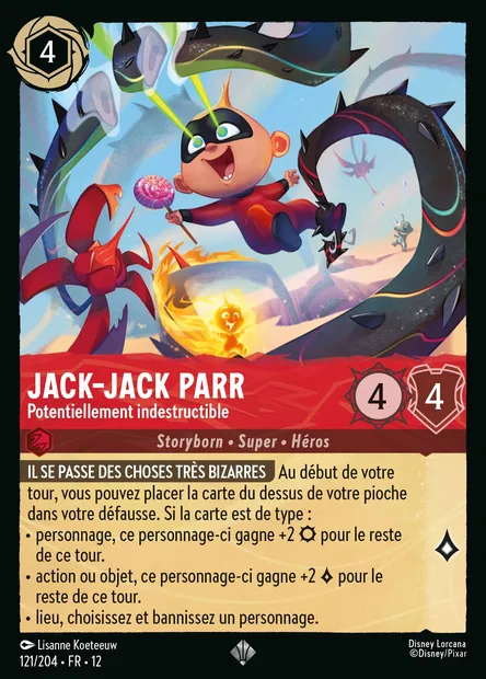 Jack-Jack Parr - Potentiellement indestructible, carte Disney Lorcana CH12-121 — extension Contrées Inconnues