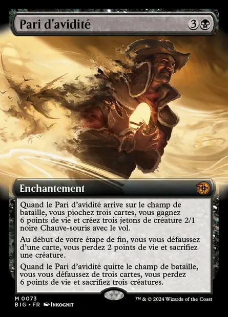Pari d'avidité, carte Magic BIG 73 — extension The Big Score