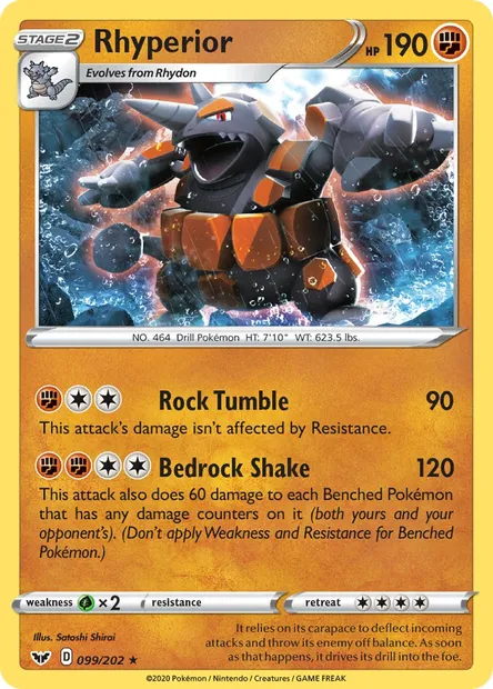 Rhyperior, Pokémon card SSH 99 — Sword & Shield set