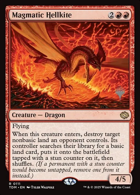 Escouflenfer magmatique, carte Magic PTDM 111p — extension Tarkir: Dragonstorm Promos