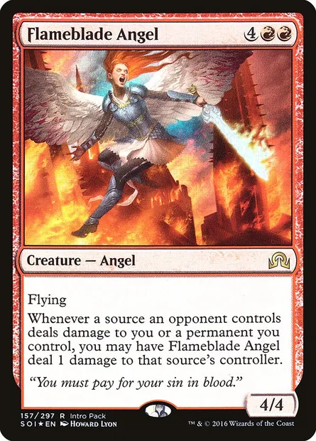 Flameblade Angel, Magic card PSOI 157 — Shadows over Innistrad Promos set