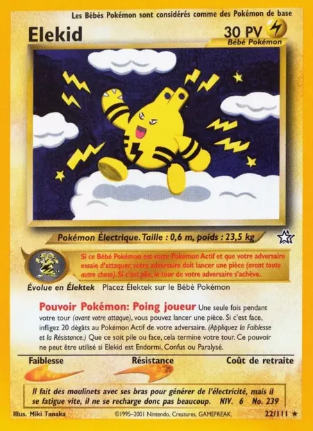 Élekid, carte Pokémon NG 22 — extension Neo Genesis