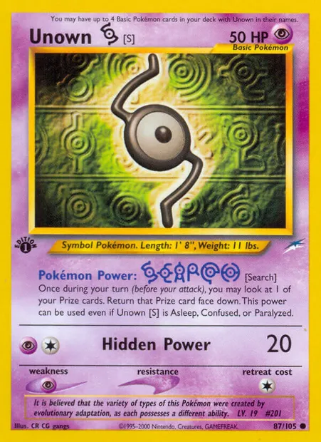 Unown [S], Pokémon card NDE 87 — Neo Destiny set