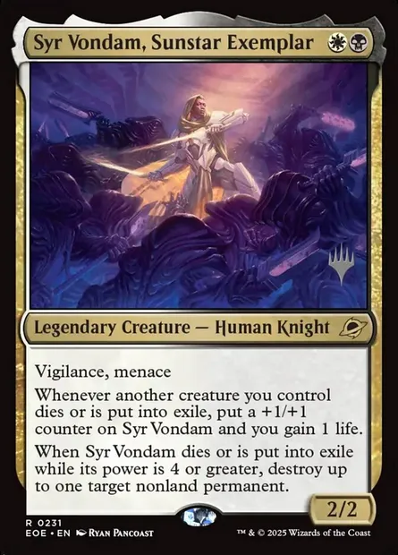 Syr Vondam, archétype de Solétoile, carte Magic PEOE 231p — extension Edge of Eternities Promos