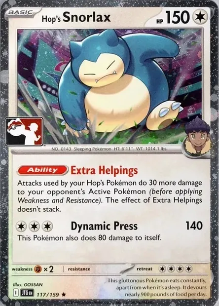 Hop's Snorlax, Pokémon card PPS 117-4 — Play! Pokémon Prize Pack Series set