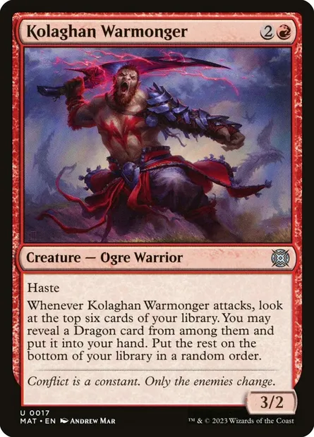 Kolaghan Warmonger, Magic card MAT 17 — March of the Machine: The Aftermath set