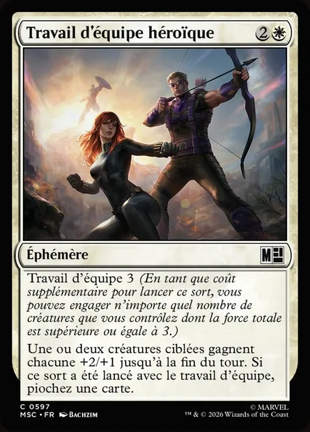 Travail d'équipe héroïque, carte Magic MSC 597 — extension Marvel Super Heroes Commander