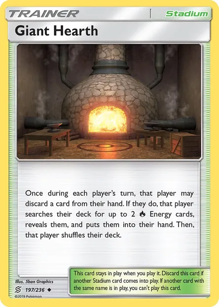 Giant Hearth, Pokémon card UNM 197 — Unified Minds set