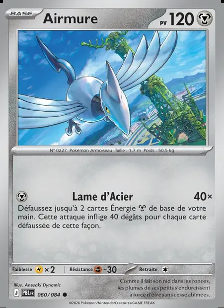 Airmure, carte Pokémon PBL 060 — extension Nuit Noire