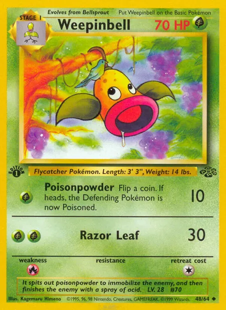 Weepinbell, Pokémon card JU 48 — Jungle set