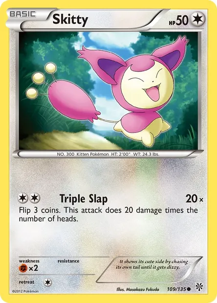 Skitty, Pokémon card PLS 109 — Plasma Storm set