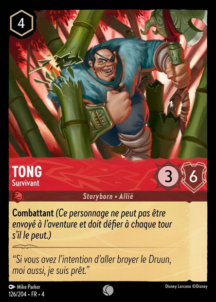 Tong - Survivant, carte Disney Lorcana CH4-126 — extension Le Retour d'Ursula