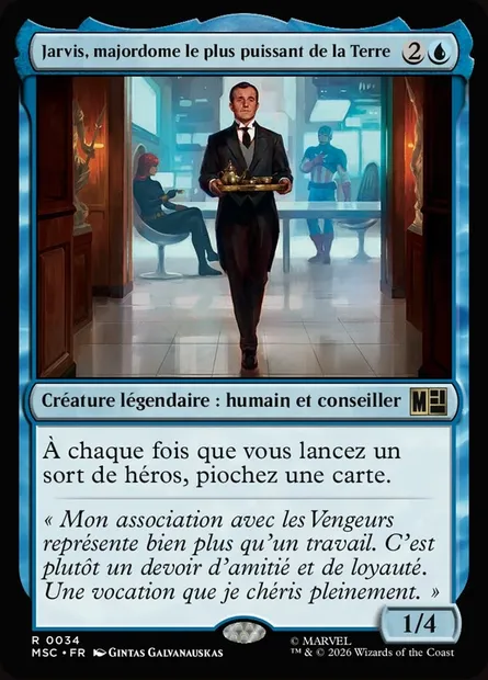 Jarvis, majordome le plus puissant de la Terre, carte Magic MSC 34 — extension Marvel Super Heroes Commander