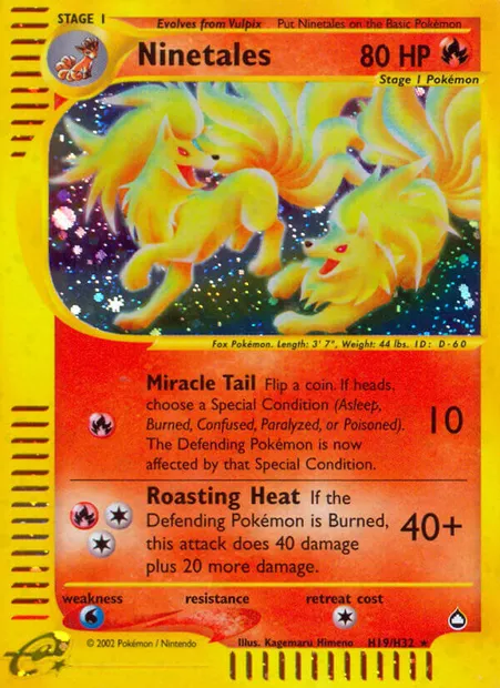 Ninetales, Pokémon card AQ H19 — Aquapolis set