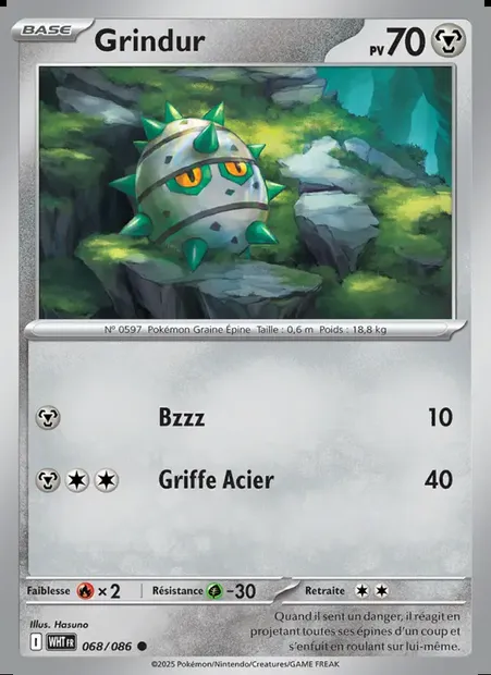 Grindur, carte Pokémon WHT 068 — extension Flamme Blanche