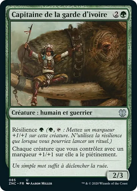 Capitaine de la garde d'ivoire, carte Magic ZNC 85 — extension Zendikar Rising Commander