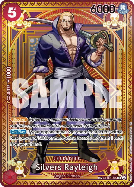 Silvers Rayleigh, One Piece card OP09-005 — EMPERORS IN THE NEW WORLD set