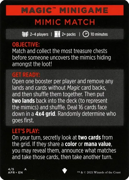 Mimic Match // Mimic Match (cont'd), carte Magic MAFR 4 — extension Adventures in the Forgotten Realms Minigames