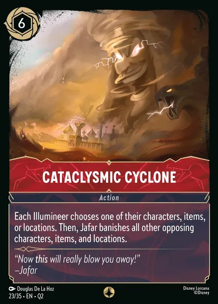 Cataclysmic Cyclone, Disney Lorcana card Q2-023 — Illumineer's Quest: Palace Heist set