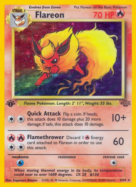 Flareon, Pokémon card JU 3 — Jungle set