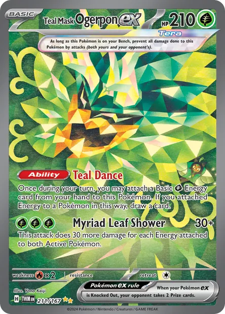 Teal Mask Ogerpon ex, Pokémon card TWM 211 — Twilight Masquerade set