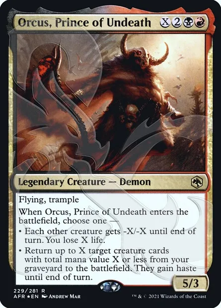 Orcus, Prince of Undeath, Magic card PAFR 229a — Adventures in the Forgotten Realms Promos set