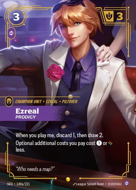 Ezreal, Riftbound card SFD 149a — Spiritforged set
