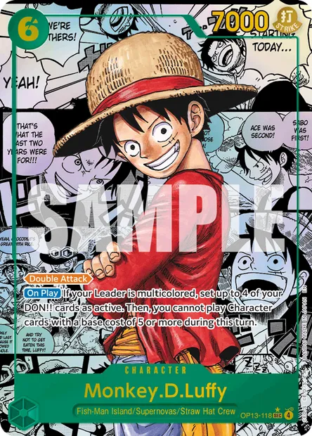 Monkey.D.Luffy, One Piece card OP13-118 — CARRYING ON HIS WILL set