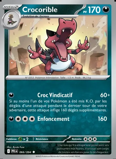 Crocorible, carte Pokémon PFL 066 — extension Flammes Fantasmagoriques