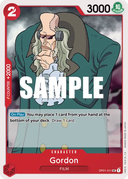 Gordon, One Piece card OP01-011 — ROMANCE DAWN set