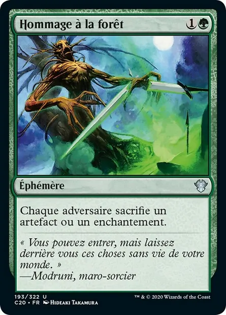 Hommage à la forêt, carte Magic C20 193 — extension Commander 2020