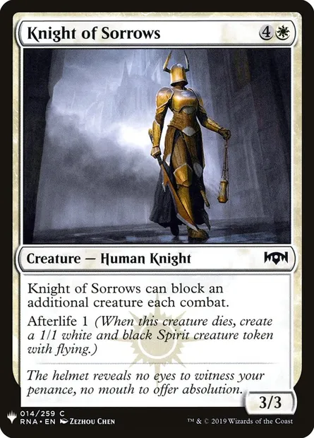Chevalière des regrets, carte Magic PLST RNA-14 — extension The List