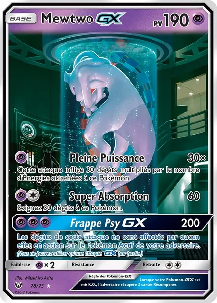 Mewtwo GX, carte Pokémon SLG 78 — extension Légendes Brillantes
