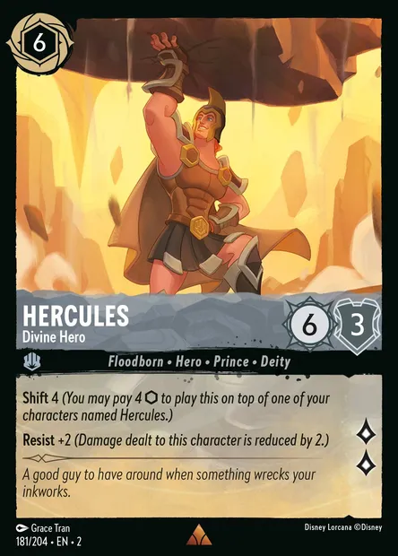 Hercules - Divine Hero, Disney Lorcana card CH2-181 — Rise of the Floodborn set
