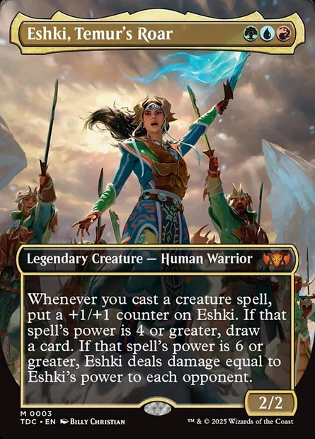Eshki, Temur's Roar, Magic card TDC 3 — Tarkir: Dragonstorm Commander set