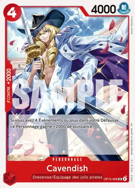 Cavendish, carte One Piece OP15-006 — extension AVENTURE SUR L'ÎLE DE DIEU