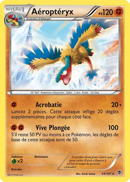 Aéroptéryx, carte Pokémon PLB 54 — extension Explosion Plasma