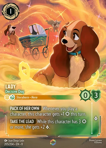 Lady - Decisive Dog, Disney Lorcana card CH8-205 — The Reign of Jafar set