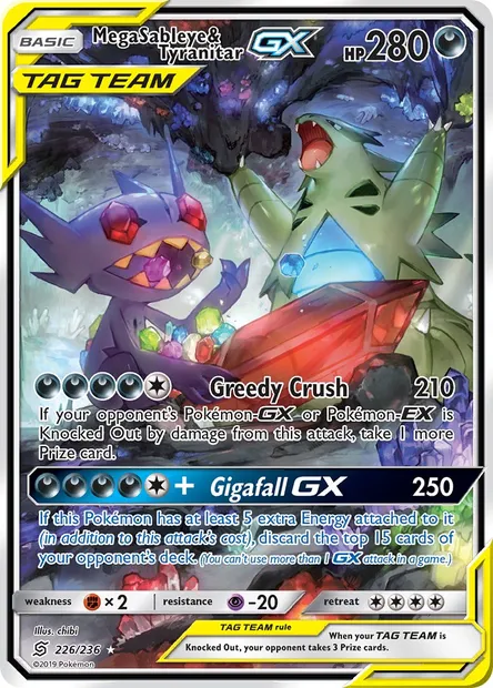 Mega Sableye & Tyranitar GX, Pokémon card UNM 226 — Unified Minds set