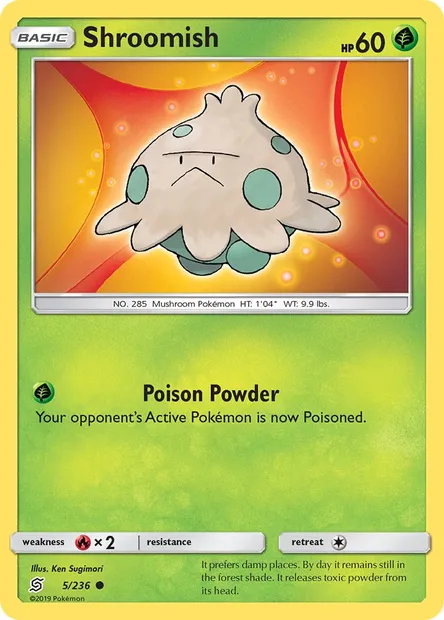 Shroomish, Pokémon card UNM 5 — Unified Minds set