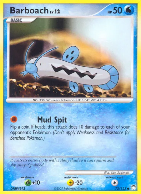 Barboach, Pokémon card MT 72 — Mysterious Treasures set