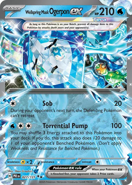 Wellspring Mask Ogerpon ex, Pokémon card PRE 027 — Prismatic Evolutions set