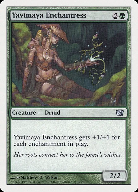 Enchanteresse de la Yavimaya, carte Magic 8ED 290 — extension Huitième Edition