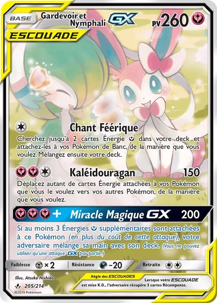 Gardevoir et Nymphali GX, carte Pokémon UNB 205 — extension Alliance Infaillible