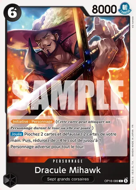 Dracule Mihawk, carte One Piece OP16-089 — extension L'HEURE DE LA BATAILLE DÉCISIVE
