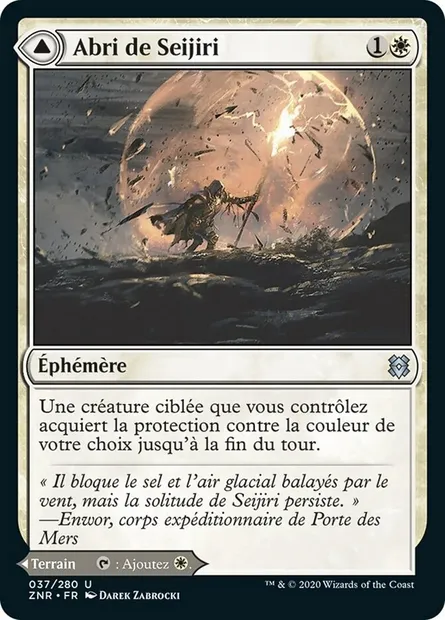 Abri de Seijiri // Glacier de Seijiri, carte Magic ZNR 37 — extension Renaissance de Zendikar