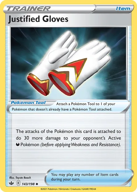 Justified Gloves, Pokémon card CRE 143 — Chilling Reign set