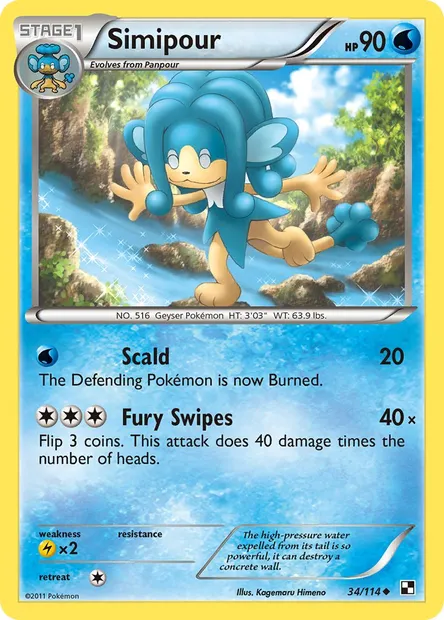 Simipour, Pokémon card BLW 34 — Black & White set